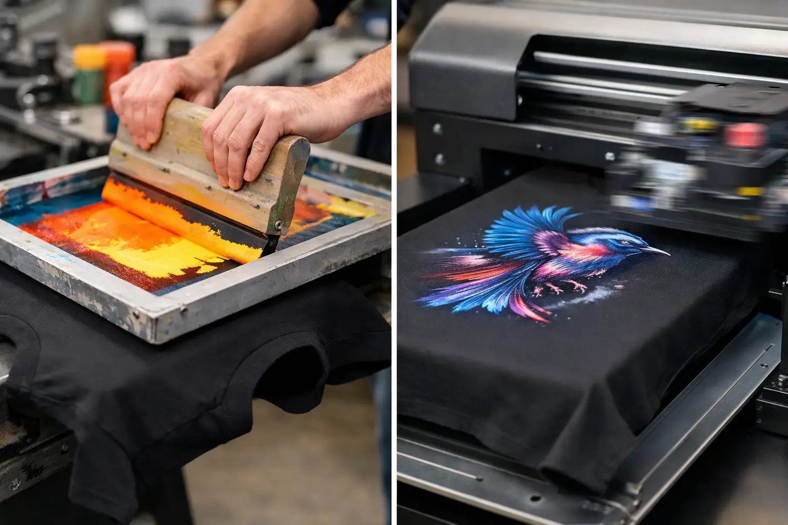 Silketrykk vs digitaltrykk på klær